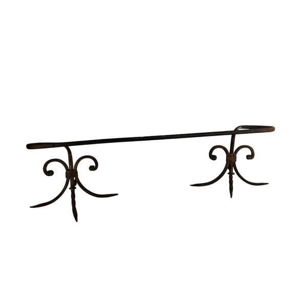 Rustic Metal Towel Bar & Towel Ring Set With Scroll Design For Country Western H - Picture 10 of 10